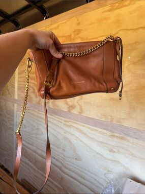 Rebecca Minkoff Cognac Leather Crossbody with Gold Chain